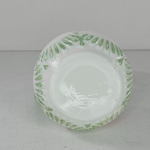 Antique Floral Porcelain Pitcher With Green Handle & Embossed Details - Picture 6 of 8